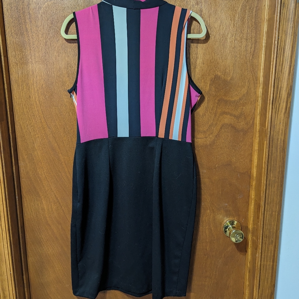 Dress. Worthington. Cocktail. Pink orange & white top, black Bottom - Picture 5 of 6
